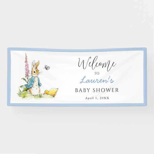 Peter Rabbit Welcome sign Boy Baby Shower  (Horizontal)