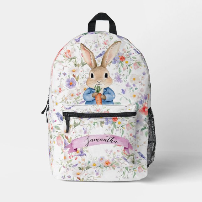 Peter Rabbit Wildflowers Birds Floral Branches   Printed Backpack (Front)