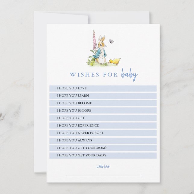 Peter Rabbit Wishes for baby Boy Shower Keepsake   Invitation (Front)
