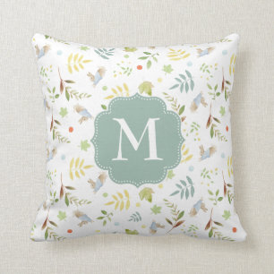 Peter Rabbit   Woodland Watercolor Pattern Throw Pillow