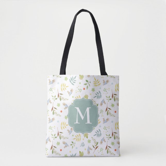 Peter Rabbit | Woodland Watercolor Pattern Tote Bag (Front)