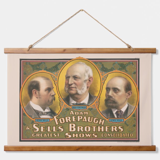 Peter Sells, Adam Forepaugh, And Lewis Sells Hanging Tapestry (Front)