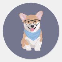 Peter The Cute Hipster Blue Bandana Corgi Puppy