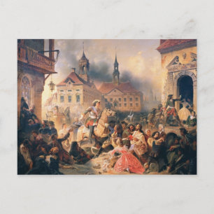 Peter the Great conquers Narva in 1704, 1859 Postcard