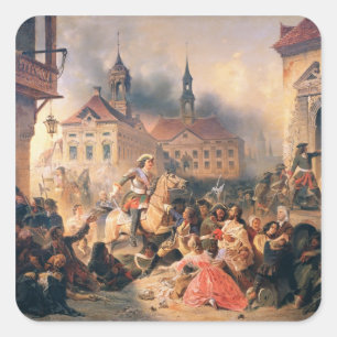 Peter the Great conquers Narva in 1704, 1859 Square Sticker