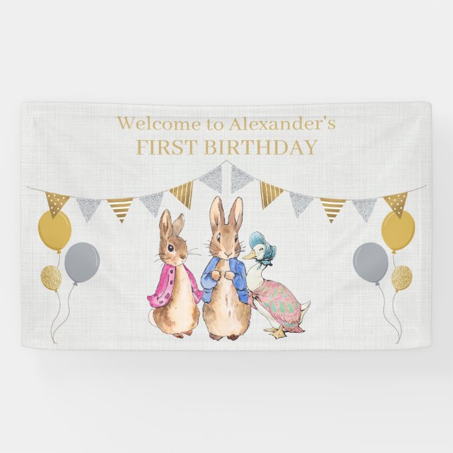 Peter the rabbit 1st Birthday banner (Horizontal)