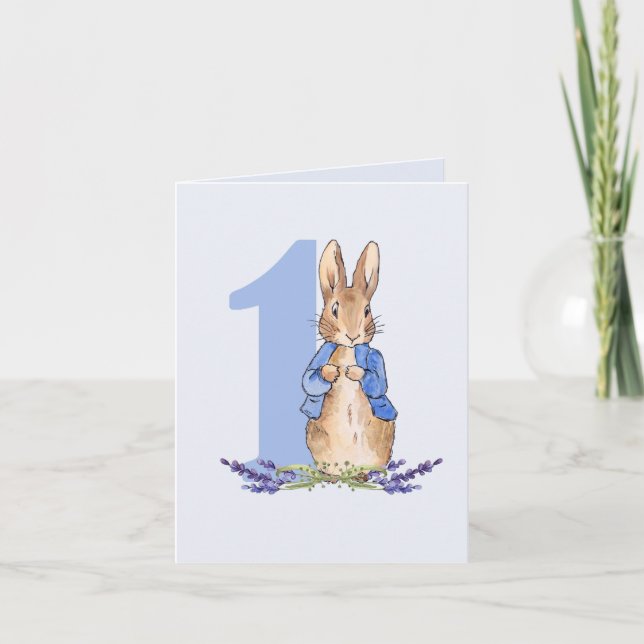 Peter the Rabbit 1st Birthday Blue Invitation (Front)