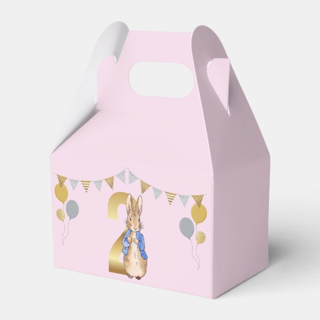 Peter the Rabbit 2nd Birthday Pink Favor Box (Front Side)