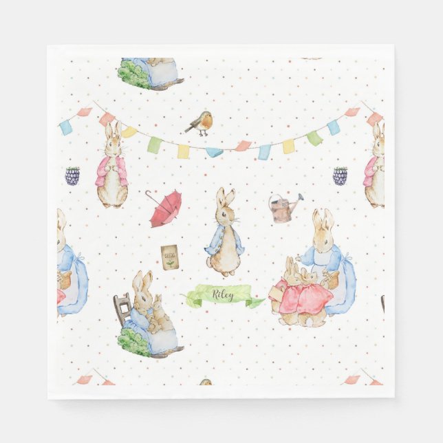Peter the Rabbit and Family Napkin (Front)
