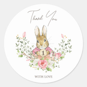 Peter the Rabbit Baby Girl Birthday  Classic Round Sticker