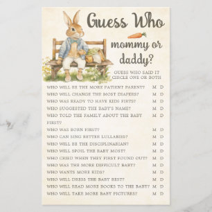 Peter The Rabbit Baby Shower Guess Who Game 