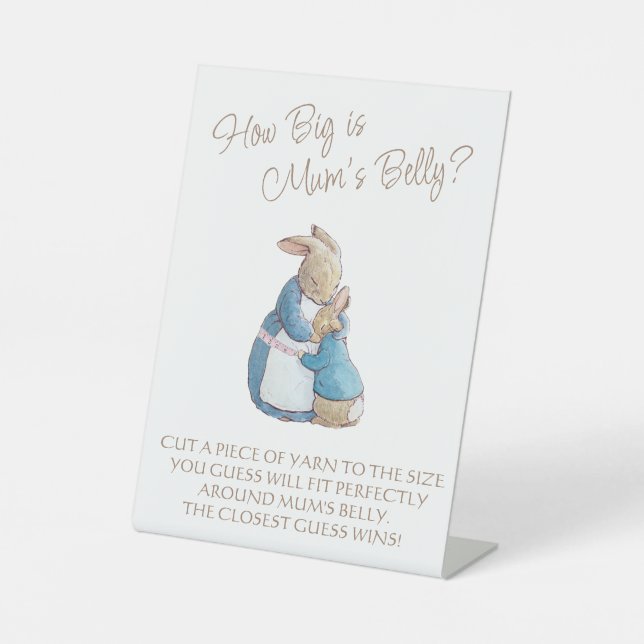 Peter the Rabbit Baby Shower Mummy's Belly Game Pedestal Sign (Front)