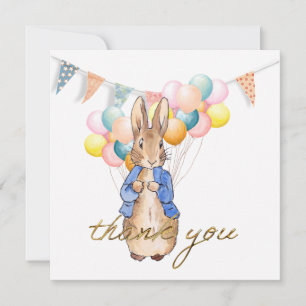 Peter the rabbit balloons and bunting flags thank you card
