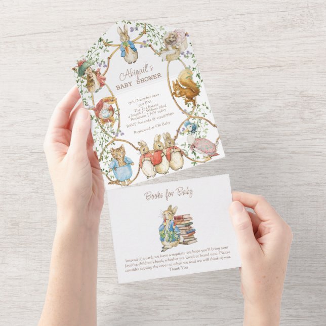 Peter the Rabbit Beatrix Woodland Baby Shower All In One Invitation (Tearaway)