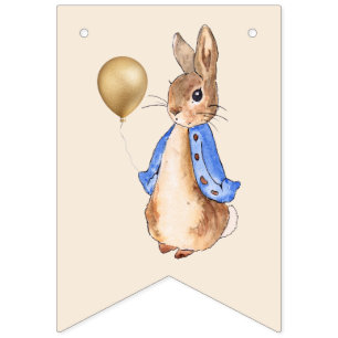Peter the Rabbit Beige Background  Bunting Flags