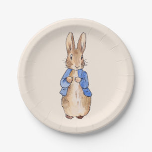 Peter the Rabbit Beige background   Paper Plate