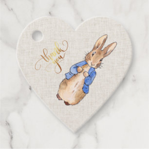 Peter the Rabbit Beige Linen Texture Background Favour Tags