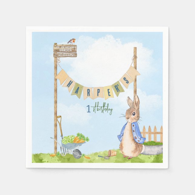 Peter the Rabbit Birthday Garden Party Napkin (Front)