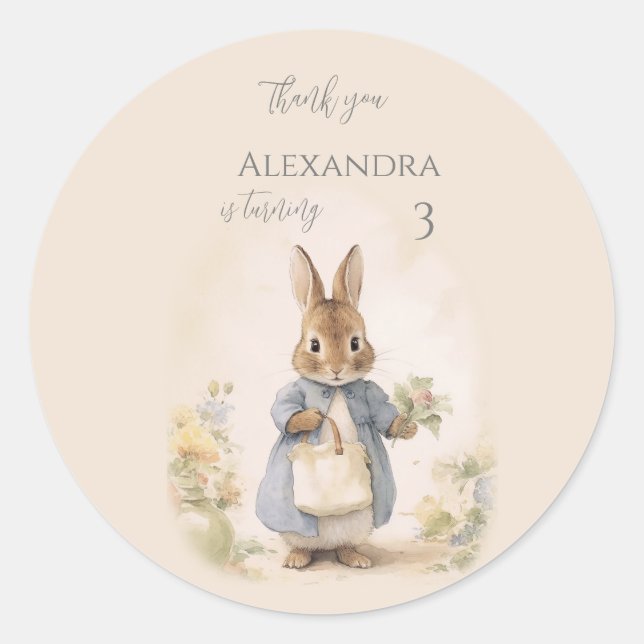 Peter the Rabbit Birthday Party Classic Round Sticker (Front)
