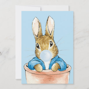 Peter the Rabbit Blowing a Blue Bubble Gum Thank You Card