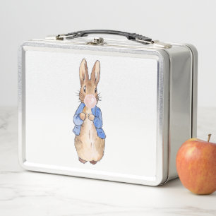 Peter the Rabbit Blowing a White Bubble gum Metal Lunch Box