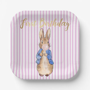 Peter the Rabbit Blowing Pink Bubble gum  Paper Plate