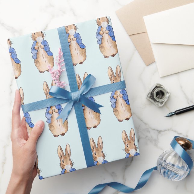 Peter the Rabbit Blowing White Bubble gum Wrapping Paper (Gifting)
