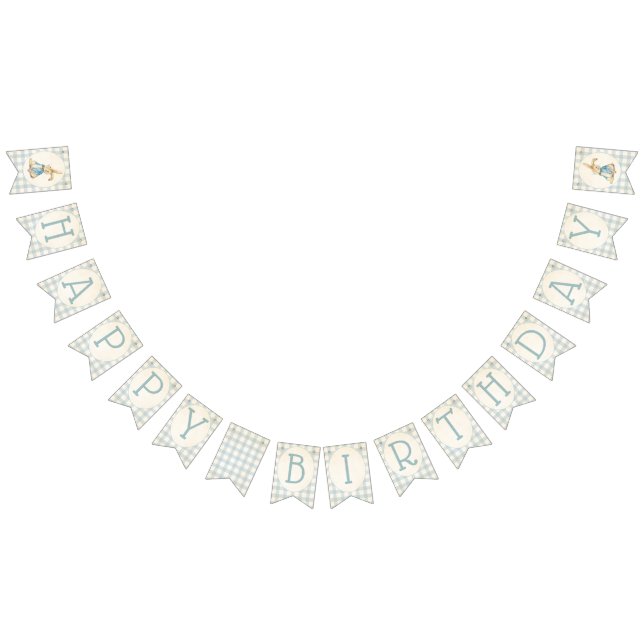 Peter The Rabbit Blue Gingham First Birthday Bunting Flags (All)