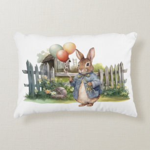 Peter the rabbit blue jacket with balloons accent pillow