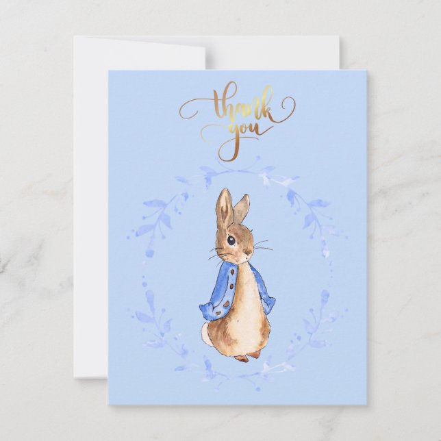 Peter the Rabbit Blue Wreath Gold Thank you text (Front)