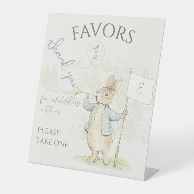 Peter the Rabbit Bunny 1st Birthday Favours Sign (Front)