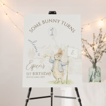 Peter the Rabbit Bunny 1st Birthday Welcome Sign
