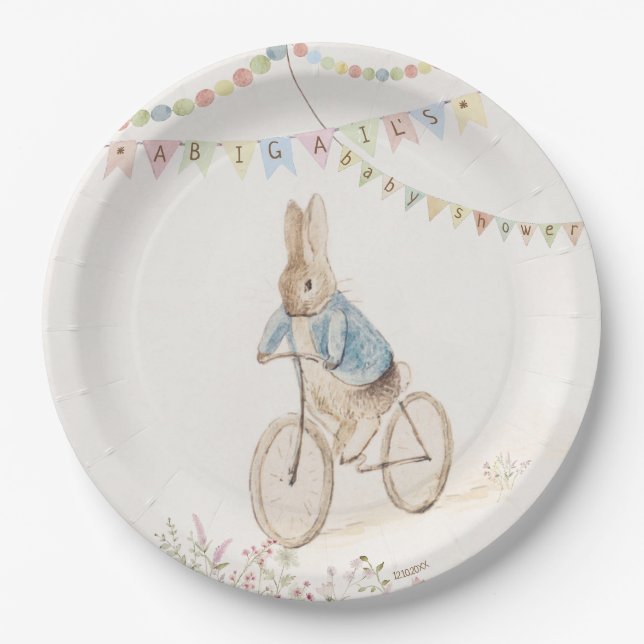 Peter the Rabbit Bunny Gender Neutral Baby Shower Paper Plate (Front)