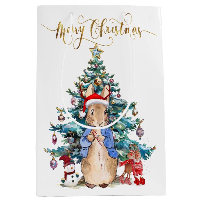 Peter the Rabbit Celebrates Christmas  Medium Gift Bag (Front)
