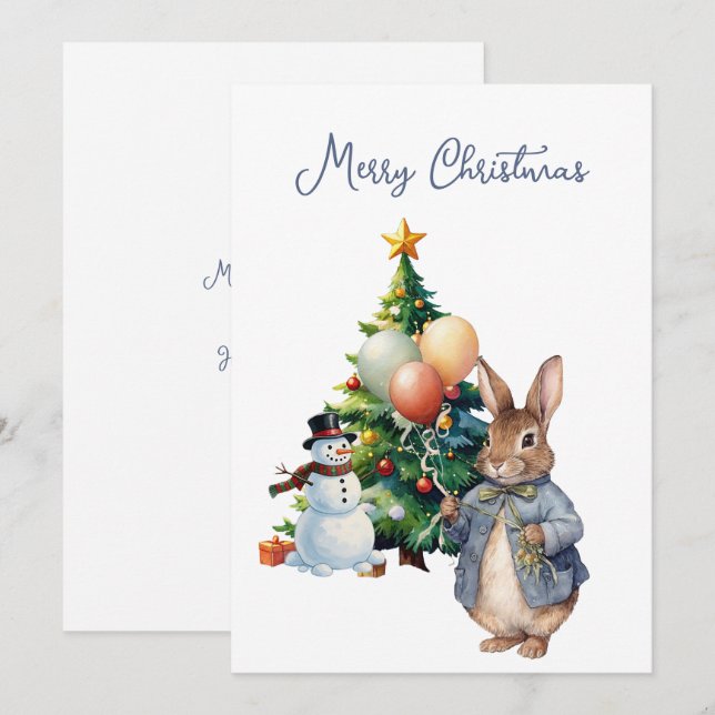 Peter the Rabbit Christmas tree Holiday Card (Front/Back)