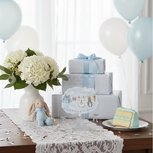 Peter the Rabbit Cute Clothesline Baby Shower  Acrylic Invitations (Creator Uploaded)