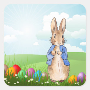 Peter the Rabbit Easter Bunny Rabbit Square Sticker