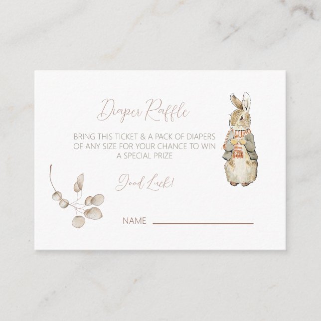 Peter the Rabbit Fall Autumn Baby Diaper Raffle Enclosure Card (Front)