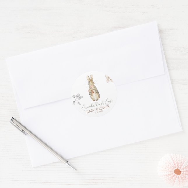 Peter the Rabbit Fall Autumn Winter Baby Shower Classic Round Sticker (Envelope)