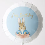 Peter the Rabbit First Birthday Balloon<br><div class="desc">Peter Rabbit Sitting in a Plant Pot with "First Birthday" Text in Gold</div>