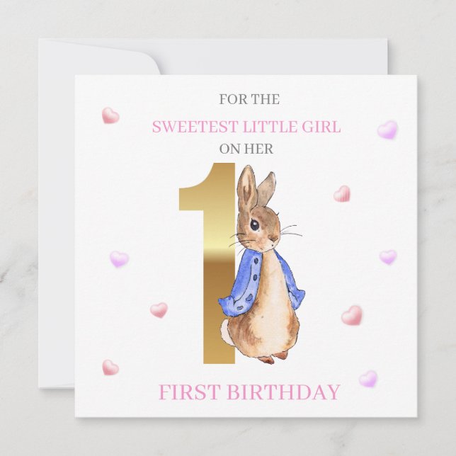Peter the rabbit First birthday greeting Card (Front)