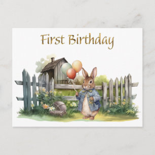 Peter the rabbit First Birthday Greeting  Postcard