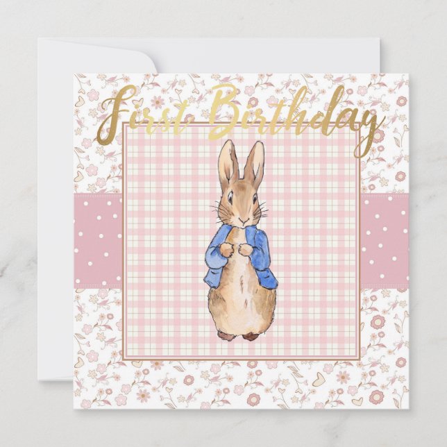 Peter the Rabbit First Birthday Invitation (Front)