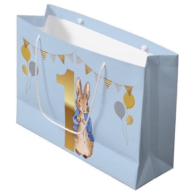 Peter the Rabbit First Birthday Large Gift Bag (Front Angled)