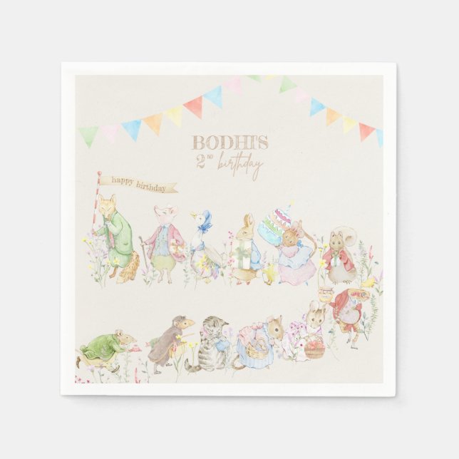 Peter the Rabbit First Birthday Napkin (Front)