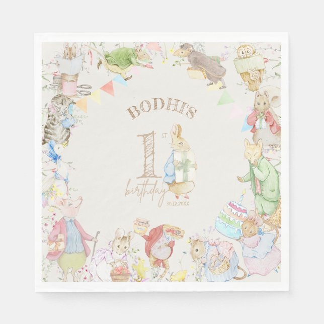 Peter the Rabbit First Birthday Napkin (Front)