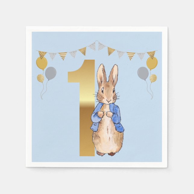Peter the Rabbit First Birthday Napkin (Front)
