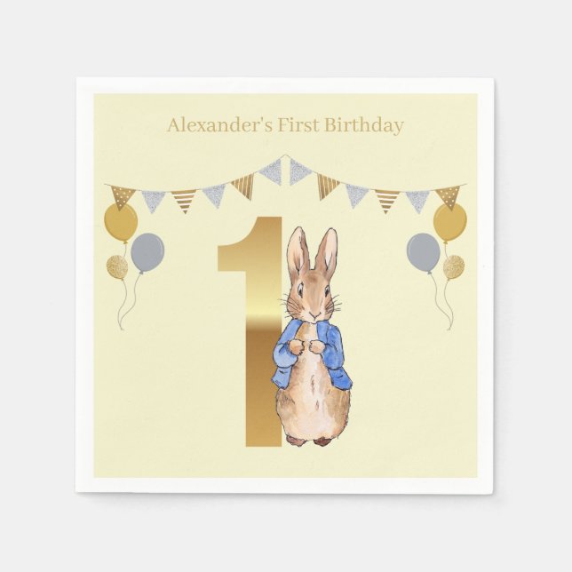 Peter the Rabbit First Birthday Napkin (Front)