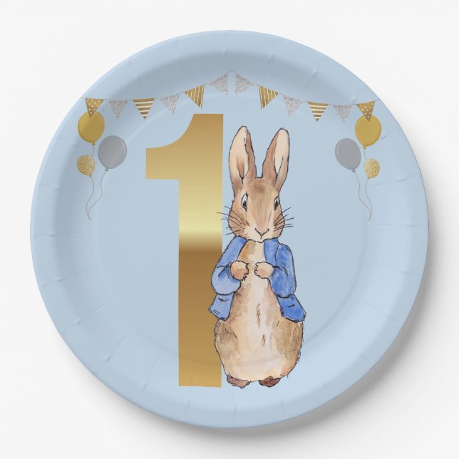 Peter the Rabbit First Birthday Paper Plate (Front)