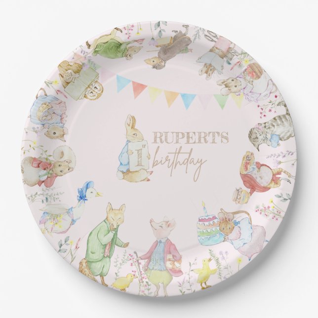Peter the Rabbit First Birthday Paper Plate (Front)